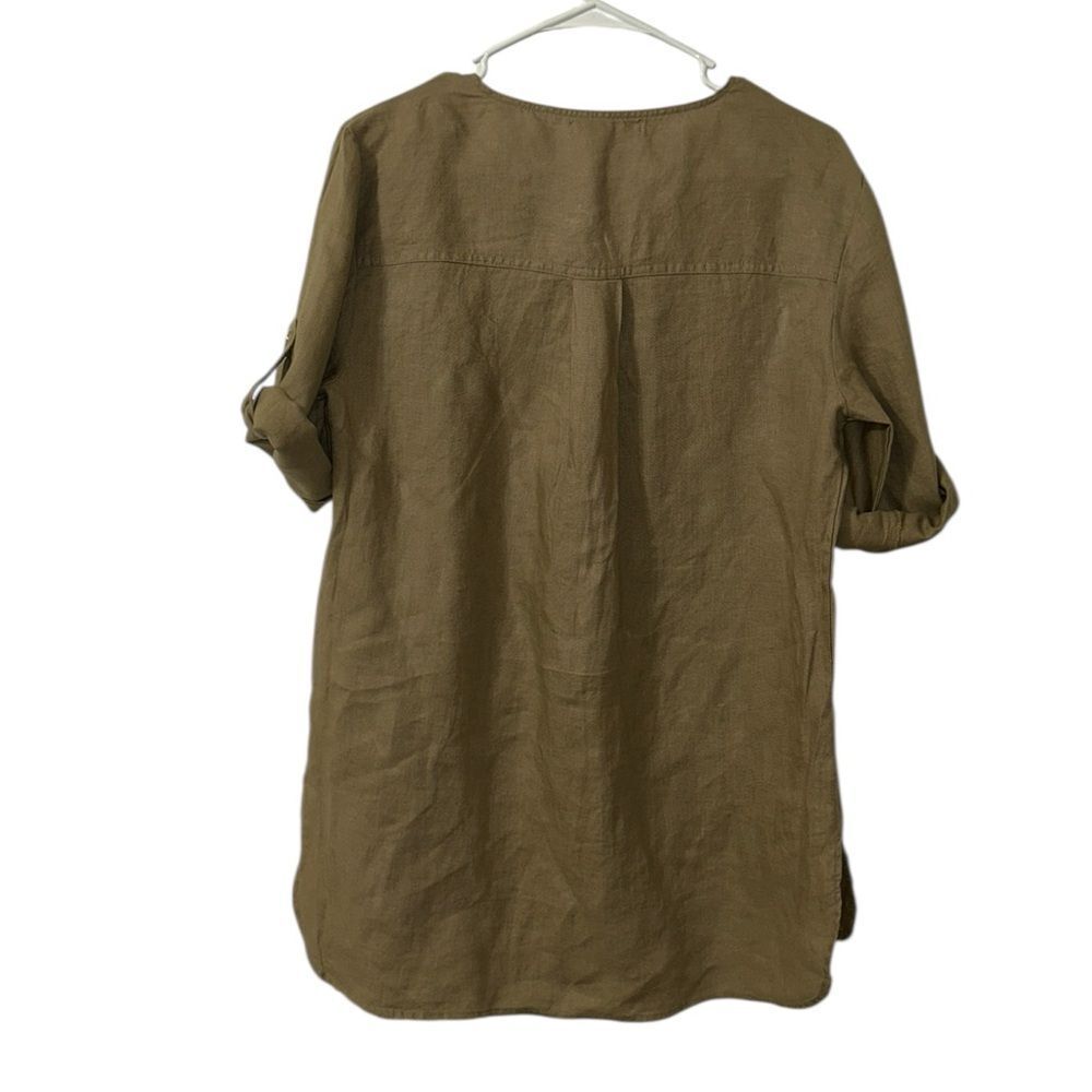 Ellen Tracy Beige Linen Top/Blouse(Size Medium) - Picture 4 of 8
